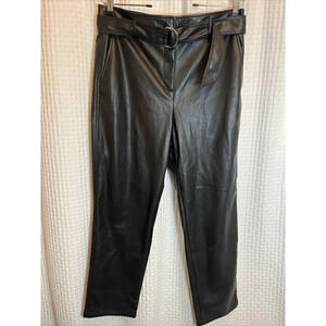Loft Size 10 Belted Pants in Faux Leather Black NWT T10